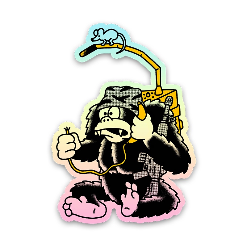 Banana Radioman Holographic Sticker