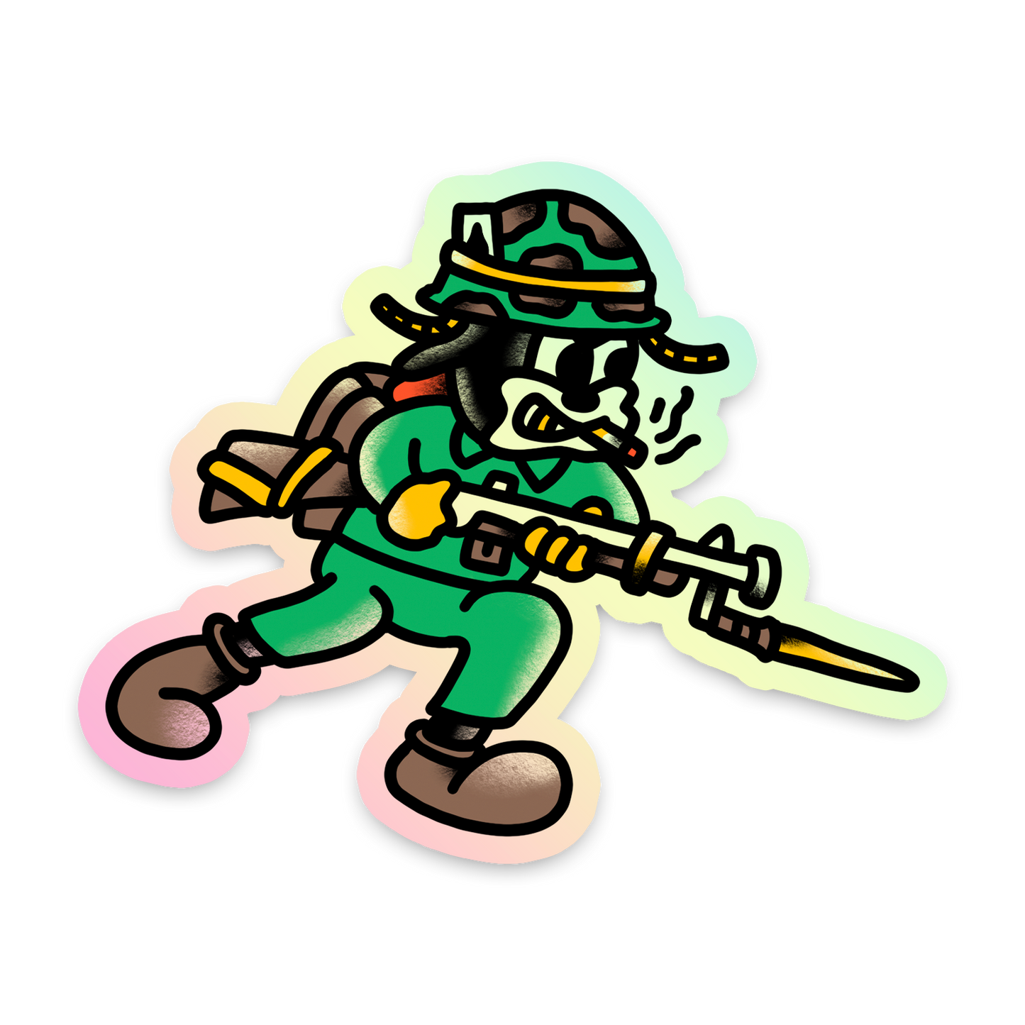 Grizzled and Chiseled Holographic Sticker